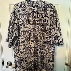 Men's Black, blue and White Casual Button Down Shirt